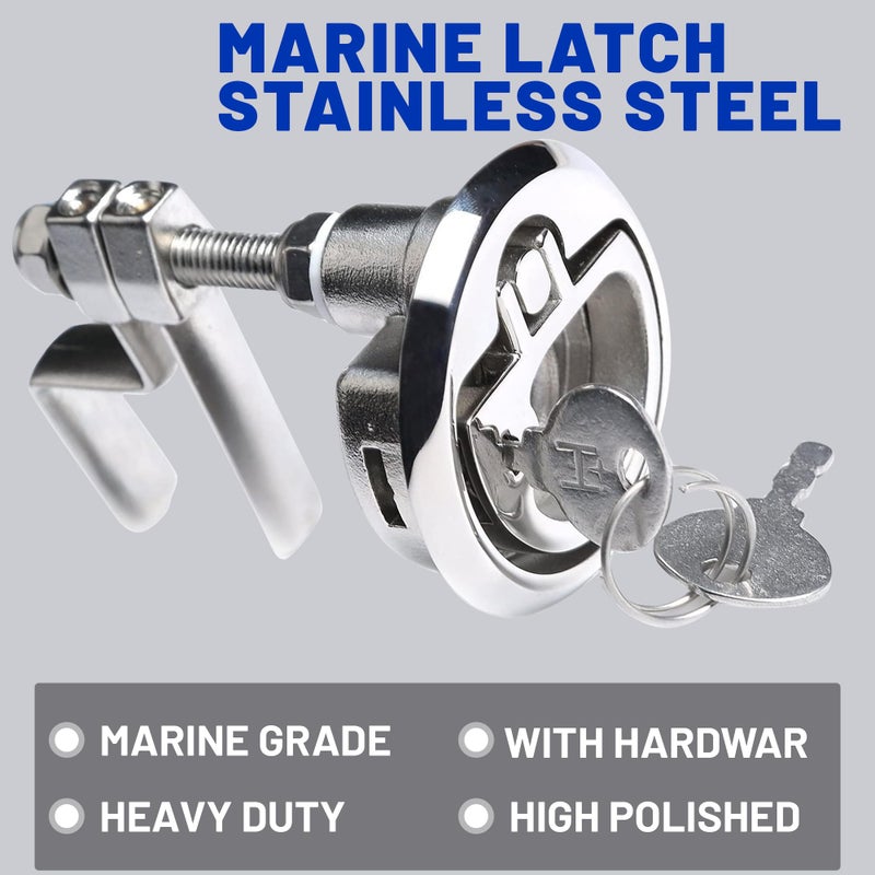 MX 2" Boat Latches Stainless Steel,Flush Pull Latch Lift Handle Locking Style - Image 3